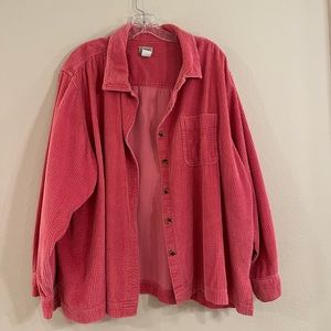L.L. Bean Corduroy Button Up Shirt/Shacket w/ Chest Pocket in Pink Coral, Sz 3X